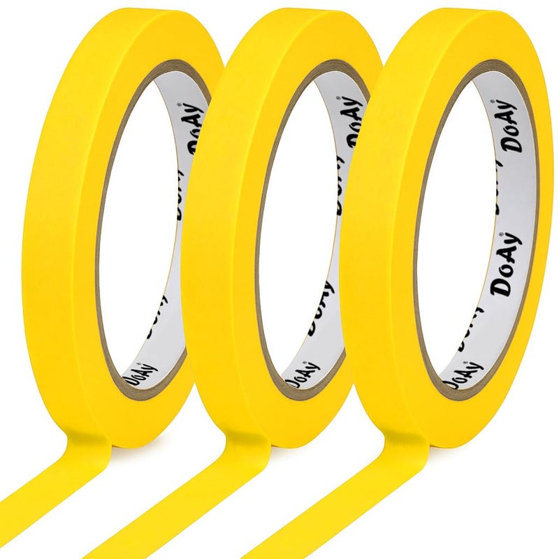 DOAY 3 Pack Yellow Painters Tape - Masking Tape 0.50 Inch Wide - Multi-Surface, Smart Adhesion, Indoor & Outdoor - 270FT Total - Paint Tape for DIY, Labeling, Art, Car, General Purpose (#3910) - Image 2